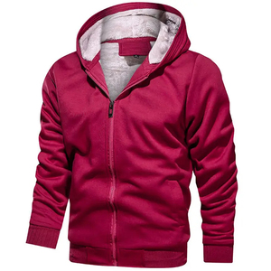 เสื้อสเวตเชิ้ตมีฮู้ดซิปสำหรับผู้ชาย สีเขียวอมฟ้า ทรงปกติ สีพื้น ผ้าฟลีซบุซับใน สวมใส่สบายๆ สำหรับฤดูใบไม้ร่วง - Product Image 2