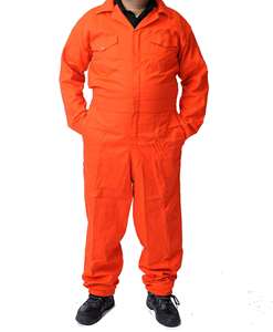 Combinaison de travail en coton pour homme avec bordure orange et design multi-poches, haute visibilité, multi-poches pour usage industriel - Product Image 4