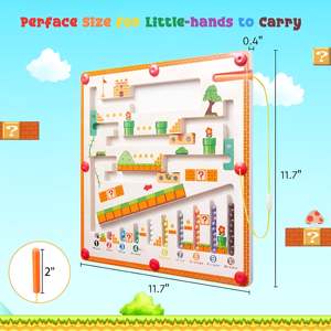 Wudly para Super Mario Theme Tablero de laberinto magnético de madera Juego de rompecabezas de laberinto de mármol educativo Máquinas de aprendizaje divertidas para niños - Product Image 2