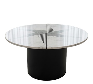 Hermoso Tablero de Mesa con Incrustaciones de Mármol, Diseño de Arte en Piedra Ecológico Hecho a Mano, Patrón Circular para Decoración del Hogar, Artículo de Regalo - Product Image 1