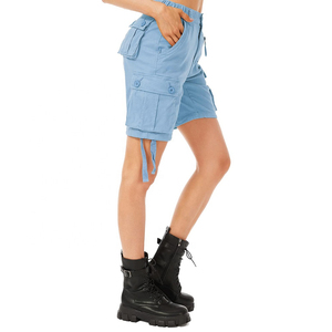 Shorts cargo personnalisés taille mi-haute pour femme, nouvelle collection été, style décontracté streetwear, confortables, respirants, en toile de coton élastique - Product Image 5