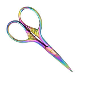 Ciseaux à cuticules en acier inoxydable de couleur arc-en-ciel à lame incurvée et affûtée avec un design élégant pour une utilisation en salon - Product Image 1