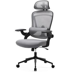 Sedia da Ufficio Ergonomica con Schienale Alto, Design in Rete Traspirante, Supporto Lombare Regolabile, Poggiatesta e Braccioli Morbidi Ribaltabili - Product Image 3