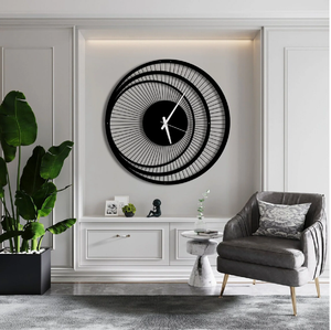Creative abstract linear black metal wall <b>clock</b> brings a sharp contemporary artistic look, available at wholesale prices. - Product Image 5