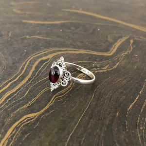 Vintage Red Garnet <b>Ring</b> 925 Silver Designer Halo Tribal Crown Frame <b>Thin</b> Band Jewelry For Women Perfect Anniversary Gift - Product Image 2