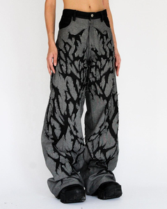Pantalones Glory personalizados con estampado moderno, cintura alta, estilo desgastado, largos, con bolsillos laterales, para ropa urbana, unisex, OEM - Product Image 3
