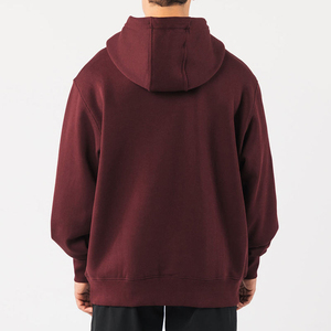 Sweat-shirts à capuche surdimensionnés en coton French Terry avec logo personnalisé, couleur bordeaux, pour hommes, vêtements de sport, jogging, fitness - Product Image 2