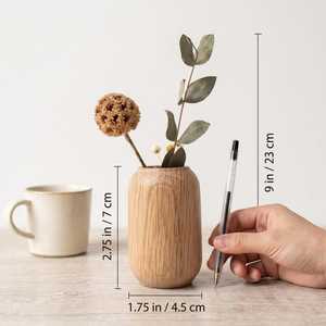Jarrón de flores de madera de estilo nórdico personalizable para decoración minimalista del hogar con diseño simple y acabado natural suave. - Product Image 4