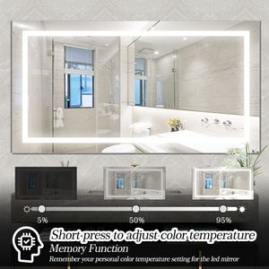 Specchio da Bagno LED Moderno Senza Cornice 60 x 32 Pollici, Antiappannamento con Sensore Touch, Specchio Illuminato da Parete per Doccia - Product Image 4