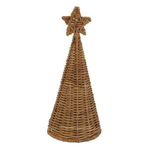 Handmade Rattan Christmas Tree Ornament Large Rustic Star Top Handcrafted Decor - Product Image 1