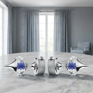Modern Glam Crystal Finials with Chrome Base for <b>Curtain</b> Rods - Product Image 1