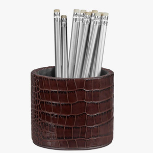 Crocodile Leather Pen Holders Leather Pen Holder, Brown Pencil Holder, Desktop Elegant Pen Holder for Desk, Stationery Organizer - Product Image 2