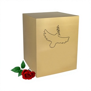 Urnes cubiques en bronze et laiton gravées de motifs d'oiseaux, de qualité supérieure, pour cendres humaines - Product Image 1