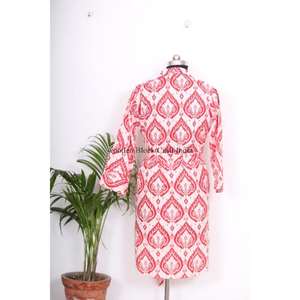 Vestido Midi de Verano para Mujer, Hecho a Mano, Ecológico, Lavable, de Secado Rápido, 100% Algodón, Ajustado, con Botones, Cuello en V, Manga 3/4 - Product Image 6