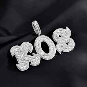 Colgante Personalizado de Hip Hop, Plata de Ley 925, con Diamantes Moissanite VVS que Pasan la Prueba, Colgante con Nombre en Letras - Product Image 2