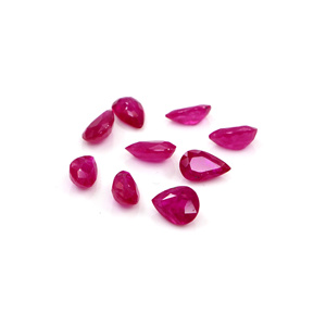 Rubíes naturales sin tratar de Mozambique, calibrados en forma de pera de 3x5 mm, piedras preciosas de rubí facetadas naturales sueltas para la fabricación de joyas, listas para usar. - Product Image 3