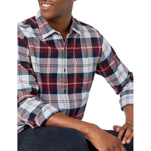 Mens <b>Flannel</b> <b>Top</b> 100 Cotton Casual Long Sleeve Plaid Shirt Formal Warm Brushed Cotton Soft Comfortable Breathable Custom Logo - Product Image 4