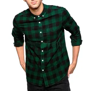 Luxury Polyester Hot Sale Mens Fashion Button Up Flannel Shirts Cotton Heavyweight Checked Plaid Unisex Shirt For Boys