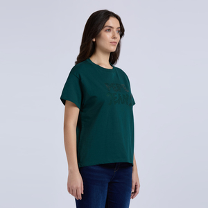 T-shirt pour femme à col rond en coton, coupe classique, manches courtes, décontracté, pour usage quotidien, fabrication pour l'exportation. - Product Image 4