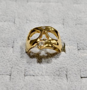 REYES Bague en Moissanite à motif unique de crâne certifiée GRA, faite à la main en argent sterling 925 plaqué or jaune, bijoux unisexe - Product Image 4
