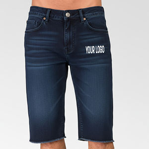 Pantalones Cortos de Mezclilla Lavada Azul Oscuro 100% Algodón, Estilo Urbano, Hechos a Medida OEM/ODM, con Bajo sin Rematar, Ligeros, Tipo Jorts - Product Image 4