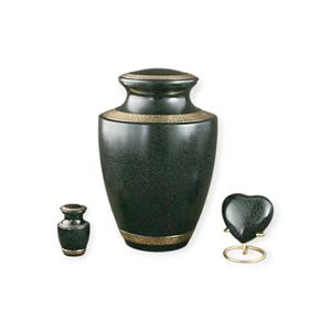 Modern Dark Green Stone Finish Adult Cremation <b>Urn</b> with Heart Keepsake Memorial <b>Urn</b> Set For Memorial Ashes - Product Image 1