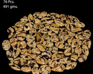 Lot de cabochons en jaspe coco naturel, pierres précieuses lâches lisses et polies, formes assorties, motifs tons terreux - Product Image 2