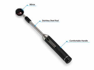 Espejo de Inspección Dental Telescópico de Acero Inoxidable, Portátil, con Clip de Bolsillo, Interruptor Deslizante, Funciona con Batería - Product Image 3
