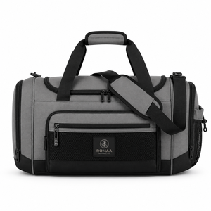 Grey Black Custom Gym <b>Duffel</b> <b>Bag</b> Multi Pocket Travel Holdall Water Resistant Lightweight Polyester Adjustable Shoulder Strap <b>Bag</b> - Product Image 3
