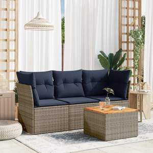 Ensemble de 4 canapés de patio en rotin gris avec coussins Mobilier d'extérieur durable - Product Image 1