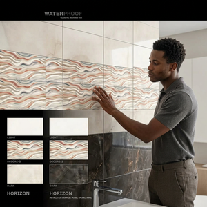 12x24 Derniers carreaux muraux en céramique texturée émaillée à jet d'encre 3D ondulé de luxe 300x600mm 30x60cm pour l'intérieur de la maison Porcelaine - Product Image 3