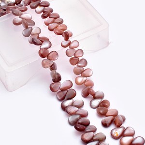 Perles de pierre de lune naturelle marron foncé chocolat, forme poire lisse, taille 6x8mm-8x12mm, qualité AAA, pierres précieuses pour bijoux. - Product Image 2
