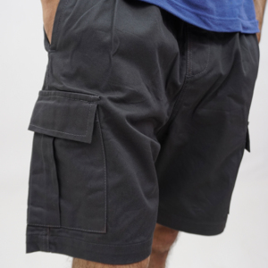 Shorts cargo multi-poches pour homme, style streetwear, taille élastique respirante, 100% coton, grande taille, gris foncé, pour la randonnée en plein air - Product Image 5