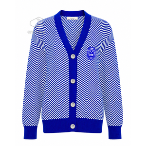 Suéter Cárdigan de la Hermandad Zeta Phi Beta para Mujer, con Escudo Bordado, Botones al Frente, Cuello en V, Manga Larga, Ropa con Diseño Griego - Product Image 1