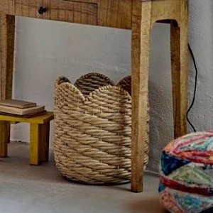 Natural Water Hyacinth Woven Basket Handmade Storage Organizer with Scalloped Edge for Toys <b>Blankets</b> Laundry Home Decor - Product Image 4