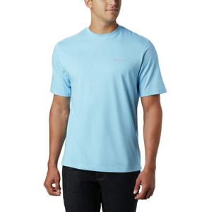 Columbia Men's Short Sleeve T-Shirt <b>Light</b> Blue Quick Dry Oversized Fit Casual Vintage Acid Wash Jersey Knit O-<b>Neck</b> Solid Color - Product Image 1