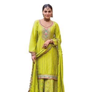 Dernier créateur de mousseline lourde Dupatta Chinon brodé de fleurs pour les fêtes décontractées avec décoration en diamant costumes pakistanais - Product Image 1