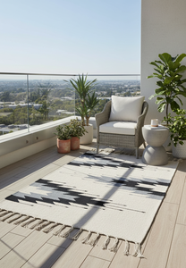 Alfombra de Algodón Tejida a Máquina, Diseño Floral Moderno, Lavable, Reversible, Blanca, para Camping, Hogar, Picnic y Viajes - Product Image 3