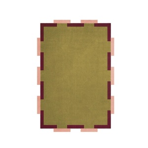 Tapis en laine tissée avec logo personnalisé, antidérapant, fait main, motif géométrique épais, avec envers en coton moderne, sans perte de poils, pour sols intérieurs - Product Image 1