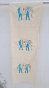 Handmade Embroidered Cotton <b>Table</b> <b>Runner</b> With Pink floral elephant Pattern Traditional Home Decor - Product Image 2