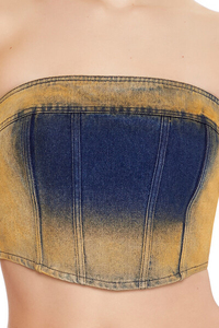2025 Top Selling <b>Sandblasted</b> Denim Tube Crop Top for Women Plus Size Casual Short Design Breathable With Low MOQ Customization - Product Image 3
