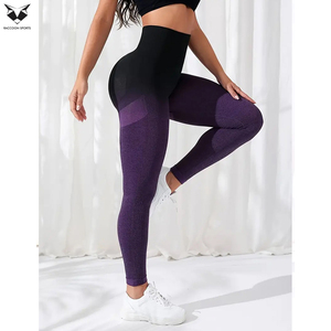 High-Waisted Women Sports Compression Leggings, Color Block <b>Tummy</b> <b>Control</b>, Yoga Pants, For Fitness & Workout - Product Image 2