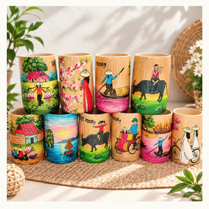 Eco friendly natural <b>bamboo</b> <b>cup</b> custom painted personalized engraved logo - Product Image 1