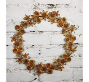 Rustic Metal Floral Wreath Handmade <b>Decorative</b> <b>Flowers</b> Round Unlit <b>Wall</b> Hanging Craft Art - Product Image 1