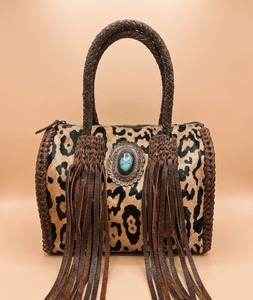 Bolso Tote de Cuero con Estampado de Leopardo, Asa Trenzada, Borla, Cierre de Cremallera, para Viajes Diarios y Compras - Product Image 1