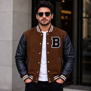 แจ็คเก็ตวาร์ซิตี้แบบสั่งทำพิเศษ, แจ็คเก็ตเลตเตอร์แมนแบบปรับแต่งได้, แจ็คเก็ตแขนหนังแท้ ชื่อ, เบอร์, โลโก้ และงานปักแบบกำหนดเอง - Product Image 2