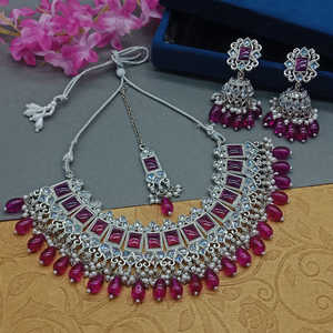 Conjunto de collar de joyería fina de piedra de cristal Chapado en plata 10581240PU - Product Image 1