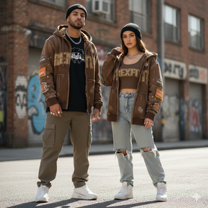Nouvelle arrivée : sweat à capuche zippé en coton épais délavé à l'acide pour homme, impression personnalisée, effet soleil éclairé - Product Image 3