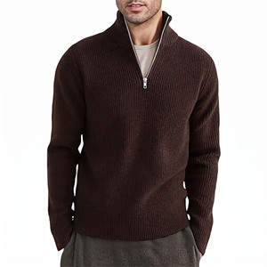 <b>Men's</b> Solid Color Wool 1/4 Zip Turtleneck <b>Cardigan</b> Regular Sleeve Anti-Pilling Thick Knitted Sweater Winter Wear - Product Image 1