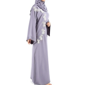 Abayas ethniques d'été respirantes, Abaya du Ramadan pour femmes, robe musulmane à manches chauve-souris ouvertes sur le devant, Abaya de luxe en Nida koweïtienne, Borka - Product Image 3